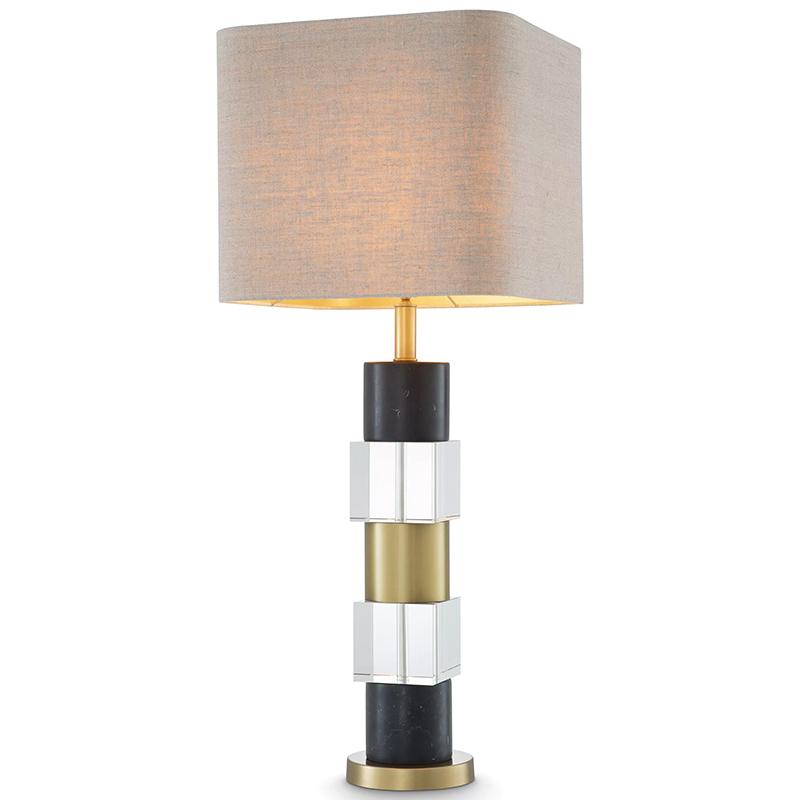 Настольная лампа Eichholtz Table Lamp Black Marble Черный Латунь Прозрачное Стекло Бежево-серый в Саратове | Loft Concept 