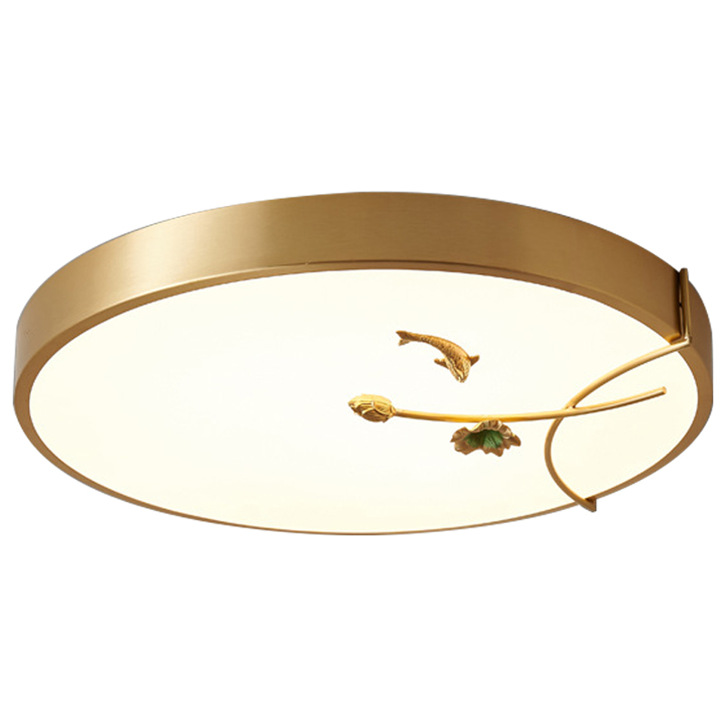 Круглый потолочный светильник Gold Fish Round Ceiling Lamp Золотой Золотой Белый Зеленый в Саратове | Loft Concept 