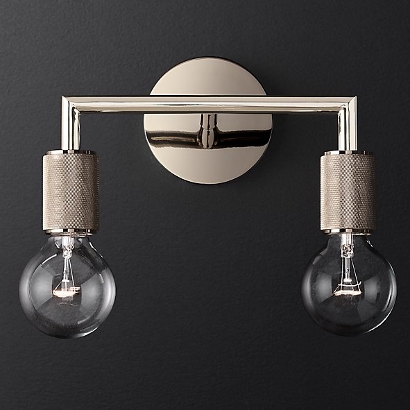 Бра RH Utilitaire Double Sconce Silver Никель в Саратове | Loft Concept 