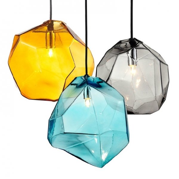 Подвесной светильник Color Ice Cube Pendant Янтарь (Amber) Светло-голубой Серый (Gray) в Саратове | Loft Concept 