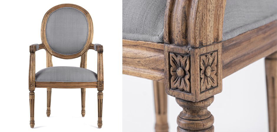 Стул REGENCY MEDALLION ARMCHAIR Gray Linen Стул REGENCY MEDALLION ARMCHAIR Gray Linen - Loft-Concept в Саратове