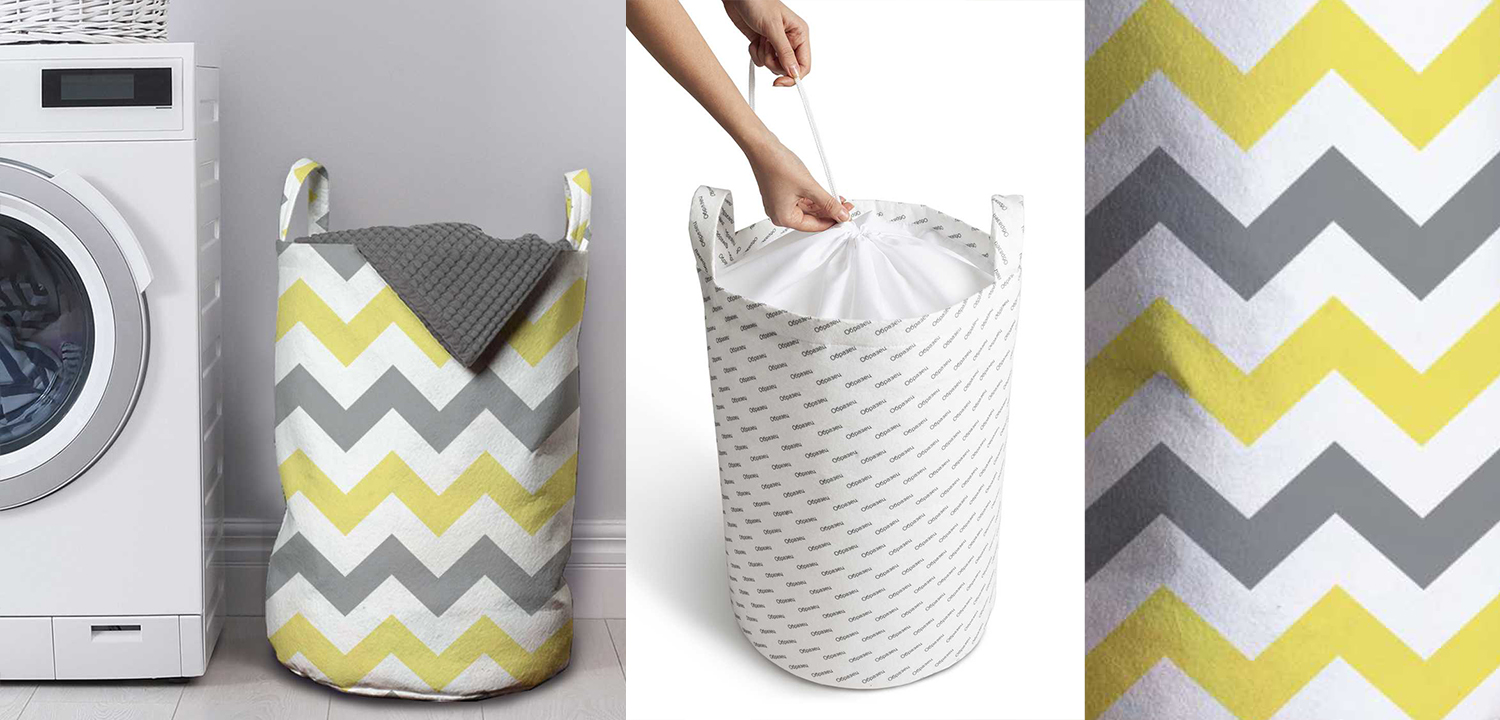 Корзина Mustard and Gray Chevron II Basket - фото
