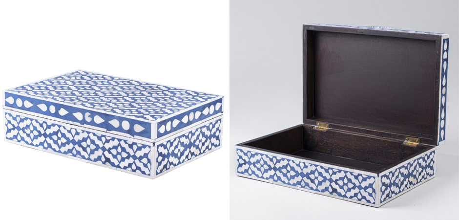 Шкатулка инкрустация костью Pattern Inlay Box Indigo Шкатулка инкрустация костью Pattern Inlay Box Indigo - Loft-Concept в Саратове