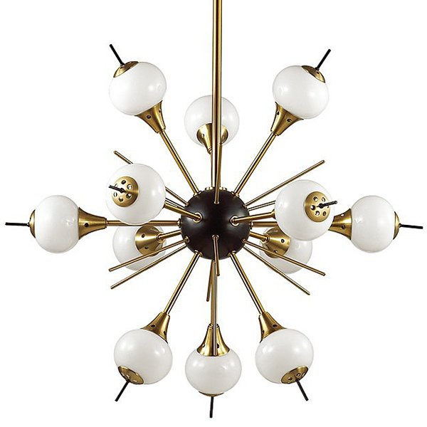 White Glass Globes Sputnik Chandelier Бронза Белый White Glass Globes Sputnik Chandelier Бронза Белый в Саратове | Loft Concept
