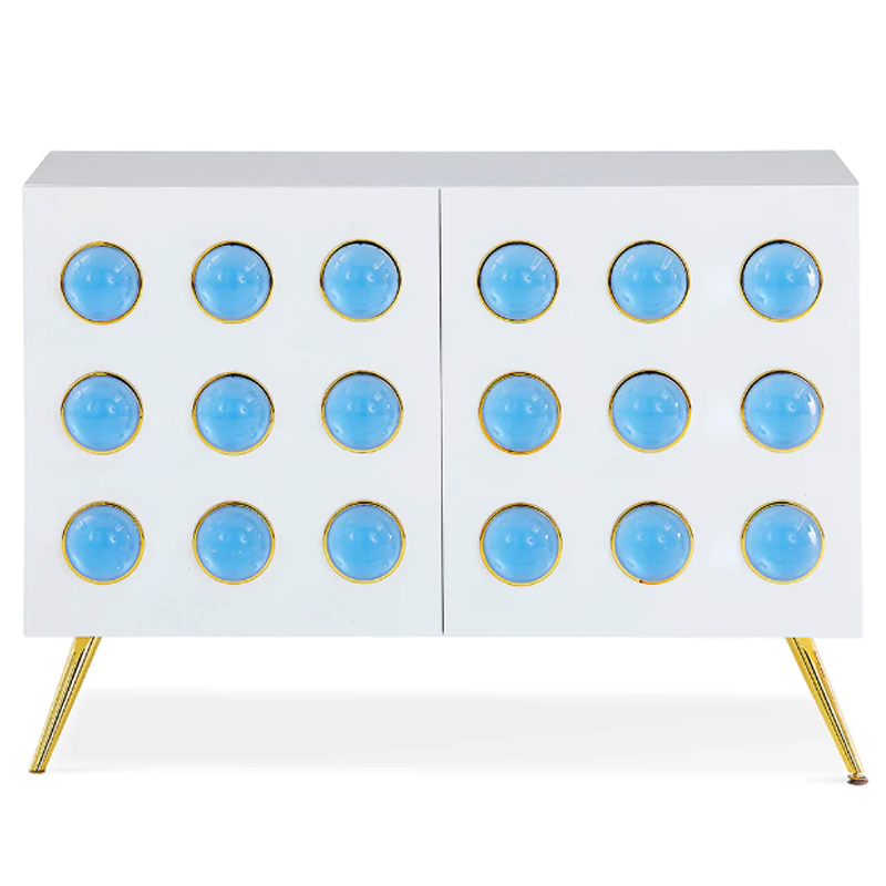 Буфет Jonathan Adler Globo Lucite Cabochon Cabinet Белый Золотой Голубой в Саратове | Loft Concept 