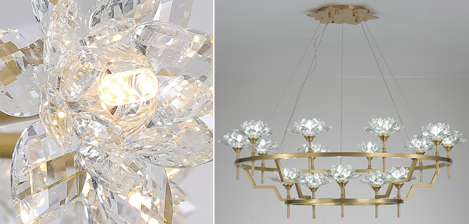 Большая Люстра Хрустальные Цветы Лотоса Lotus flower Clear Glass lamp 15 Большая Люстра Хрустальные Цветы Лотоса Lotus flower Clear Glass lamp 15 - Loft-Concept в Саратове