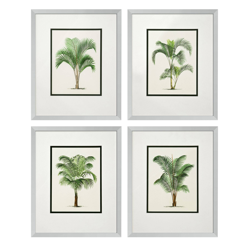 Комплект постеров Eichholtz Prints Palms set of 4 Белый Зеленый Серебряный в Саратове | Loft Concept 