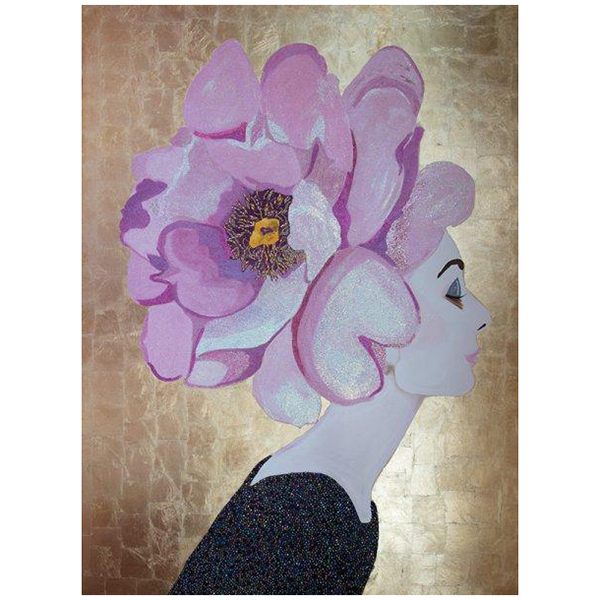 Картина Audrey with Pink Poppy Headdress and Gold Leaf Background Мульти в Саратове | Loft Concept 