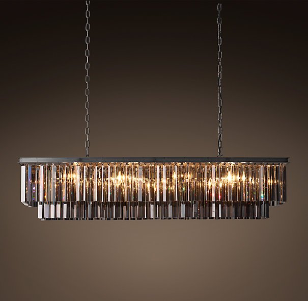 Люстра RH 1920s Odeon Smoke Glass Fringe Black iron 125 Черный в Саратове | Loft Concept 