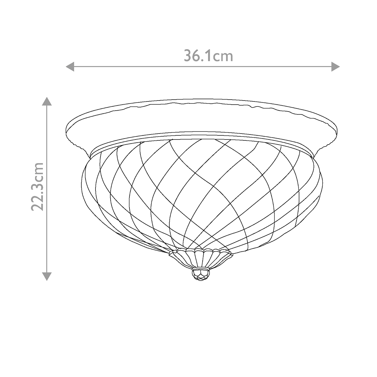Потолочный светильник цвета латунь с прозрачным рифленым плафоном в форме чаши Hinkley в Саратове