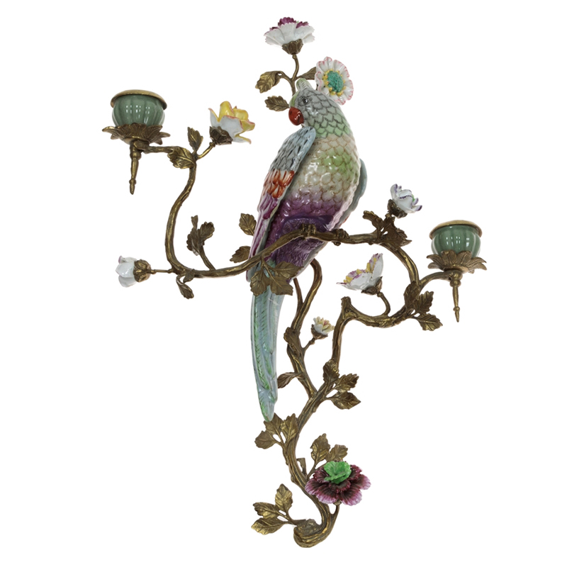 Подсвечник настенный Colorful Flowers and Parrot R Бронза Мульти Подсвечник настенный Colorful Flowers and Parrot R Бронза Мульти в Саратове | Loft Concept