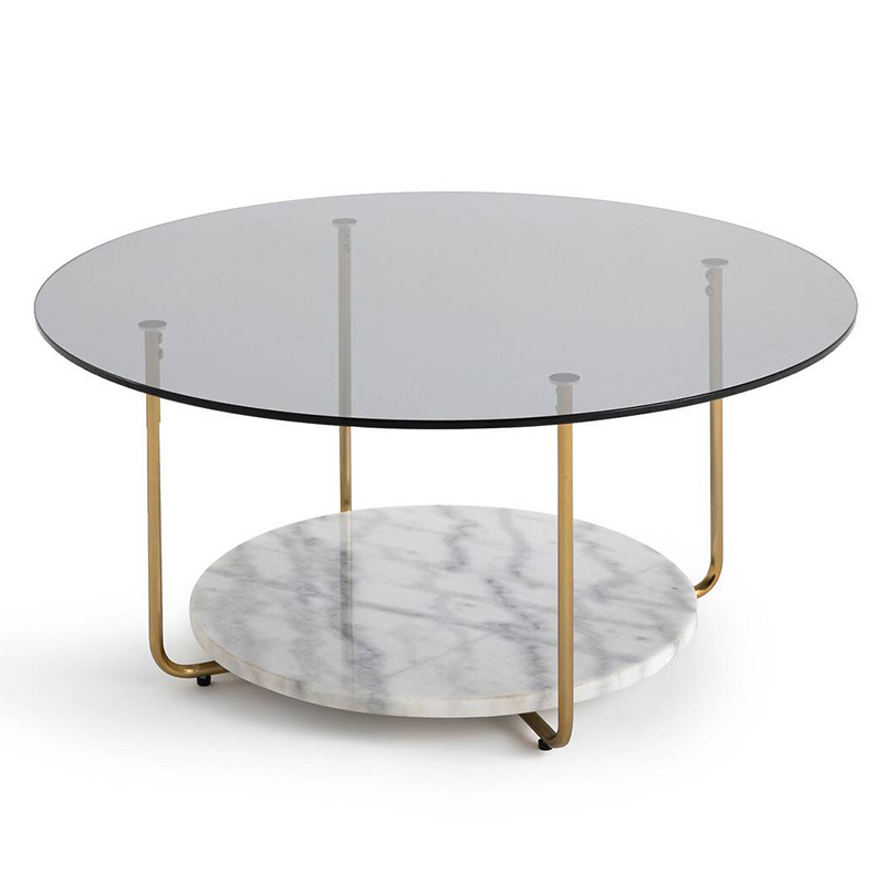 Кофейный стол White Marble Белый Мрамор Bianco Латунь Кофейный стол White Marble Белый Мрамор Bianco Латунь в Саратове | Loft Concept