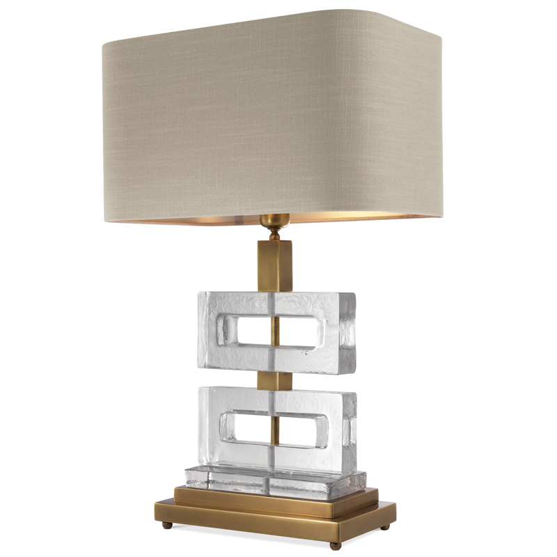 Настольная лампа Eichholtz Table Lamp Umbria Brass Прозрачный Винтажная латунь Бежево-серый в Саратове | Loft Concept 