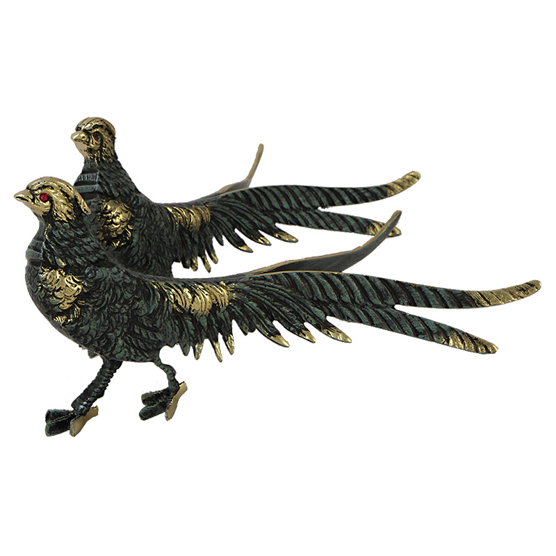 Статуэтка бронзовая синяя пара Фазаны Bronze Birds Бронза Синий Статуэтка бронзовая синяя пара Фазаны Bronze Birds Бронза Синий в Саратове | Loft Concept