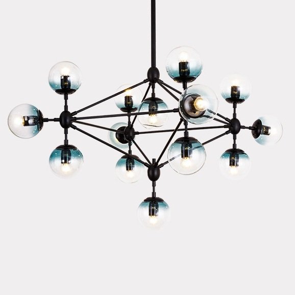 Люстра Modo Chandelier Globes Blue Ambre Black Черный в Саратове | Loft Concept 
