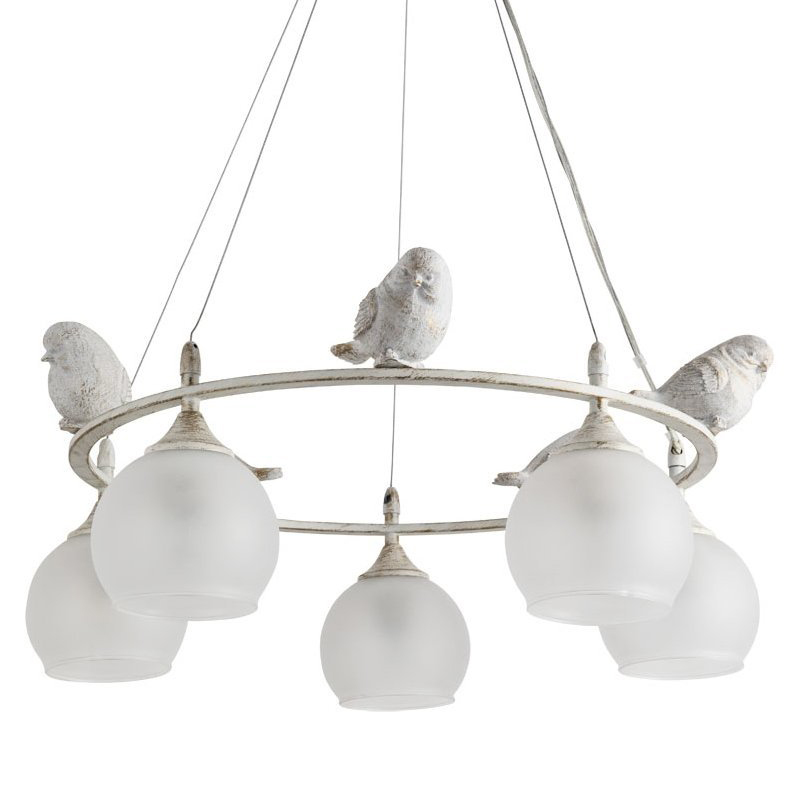 Люстра Provence Bird Chandelier white Белое матовое стекло Золотой Белый в Саратове | Loft Concept 