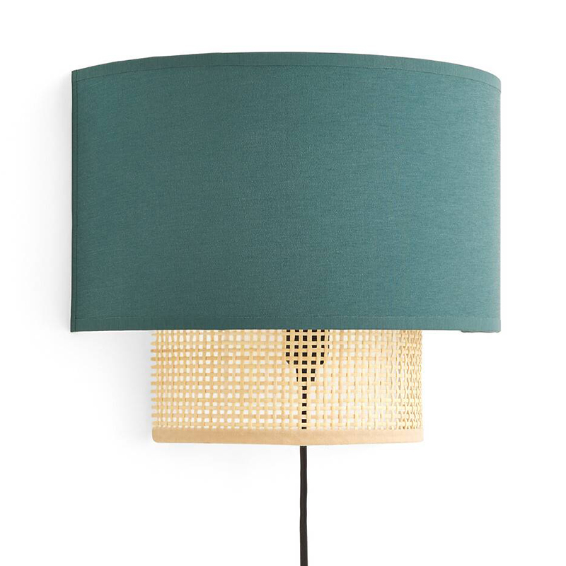 Бра Ottar Wicker Turquoise lampshade Бежевый Бирюзовый в Саратове | Loft Concept 