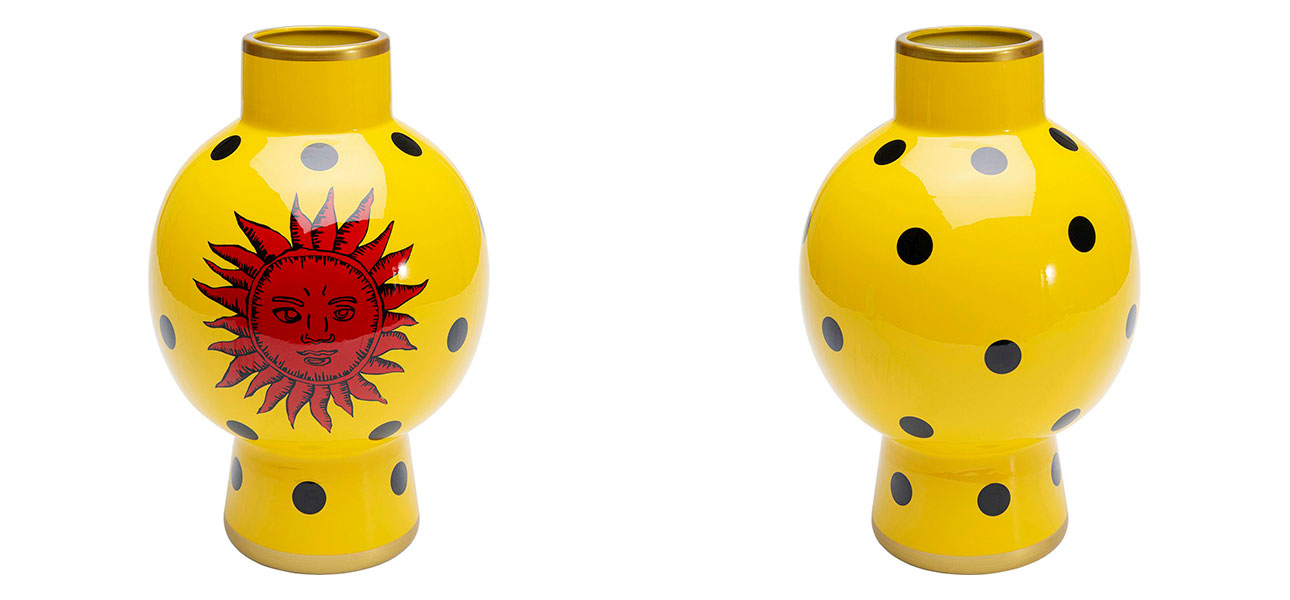 Ваза желтая орнамент солнце Red Sun - фото