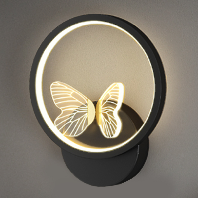 Бра Butterfly Black Circle Wall Lamp Прозрачный Черный в Саратове | Loft Concept 