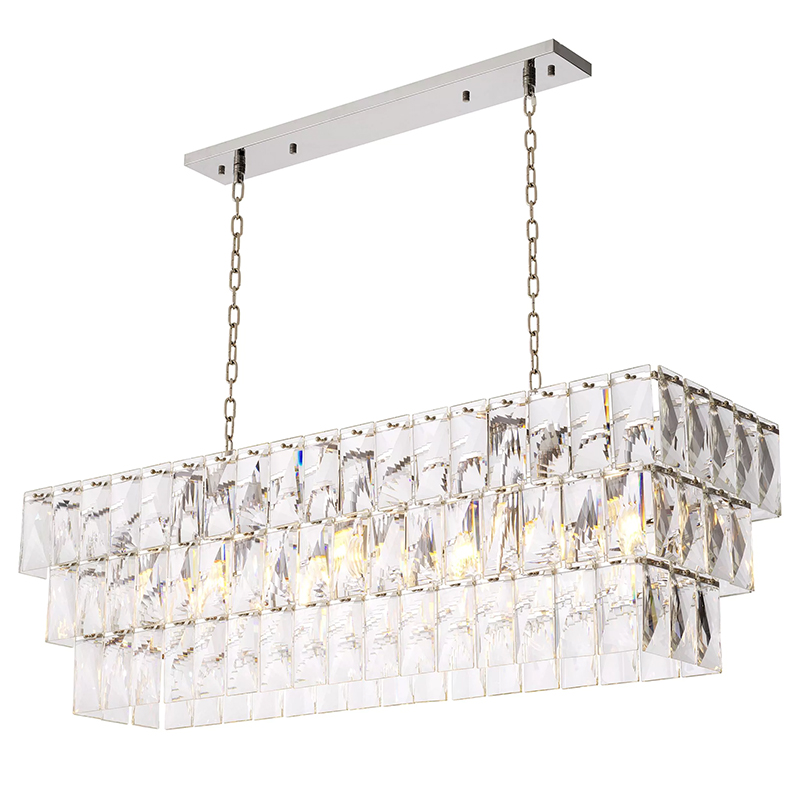 Люстра Eichholtz Chandelier Amazone Rectangular Silver Серебряный Прозрачное Стекло в Саратове | Loft Concept 