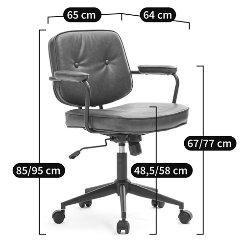 Офисное кресло в винтажном стиле на колёсах Glenn Dark Grey Chair в Саратове