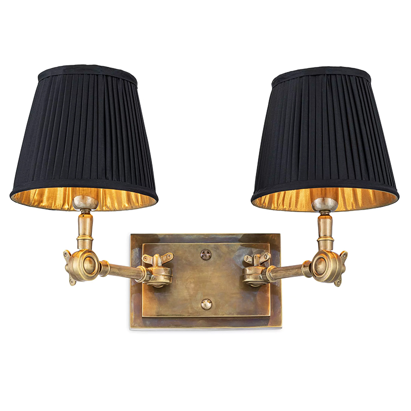 Бра Eichholtz Wall Lamp Wentworth Double Brass Винтажная латунь Черный в Саратове | Loft Concept 