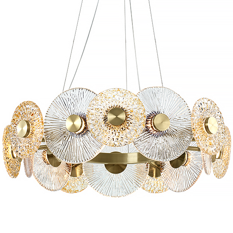 Люстра Clear and Amber Discs Chandelier Латунь Прозрачный Янтарь (Amber) в Саратове | Loft Concept 