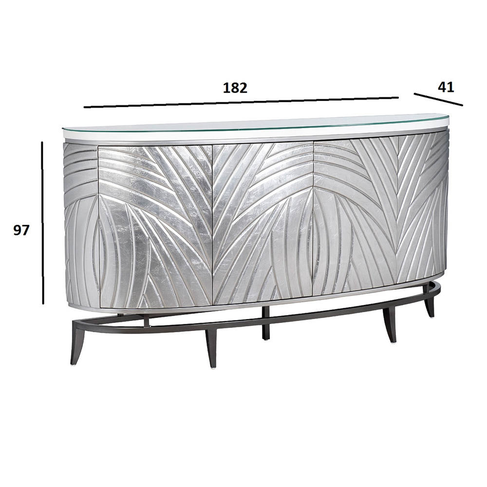 Комод фактурный серебристый с дверцами Silver Chest of Drawers в Саратове