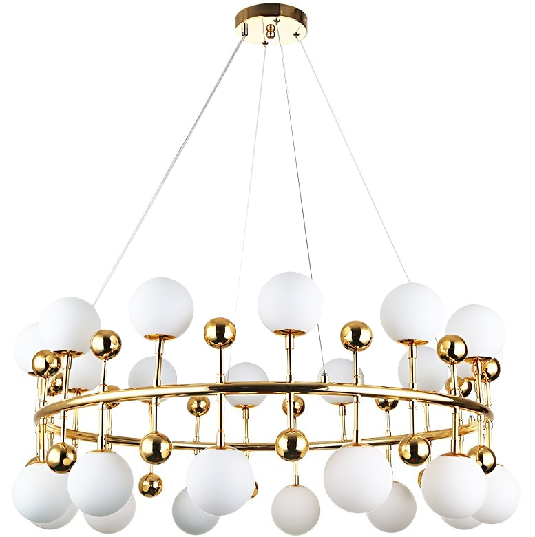 Люстра Milk Bubble Ring Chandelier Глянцевое золото Белый в Саратове | Loft Concept 