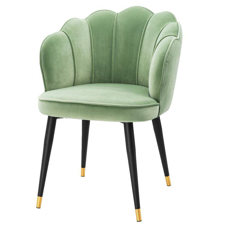 Стул Eichholtz Dining Chair Bristol pistache green Зеленый шалфей Черный Латунь в Саратове | Loft Concept 