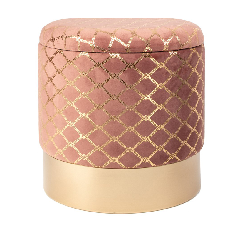 Пуф PUF Upholstery Gold Mesh розовый Розовый (Rose) Золотой в Саратове | Loft Concept 