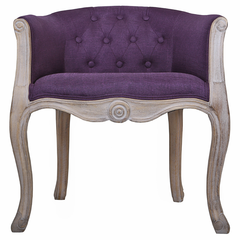 Кресло низкое в стиле прованс Louis French Armchair purple flax Фиолетовый Бежево-серый в Саратове | Loft Concept 