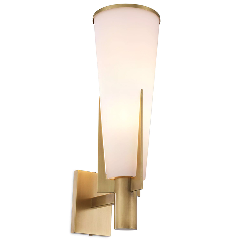 Бра Eichholtz Wall Lamp Dino Brass Латунь Белое матовое стекло в Саратове | Loft Concept 