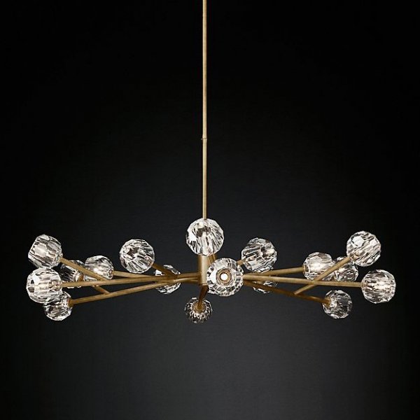 Люстра RH Boule De Cristal Round Chandelier 48 Латунь Черный в Саратове | Loft Concept 