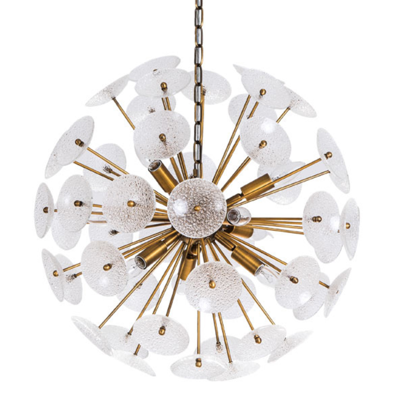 Люстра Sputnik Textured Glass White Chandelier Золотой Белый в Саратове | Loft Concept 