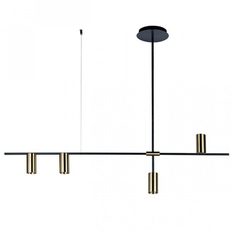 Подвесной светильник TRIBES LINEAR PENDANT 4 плафона Глянцевое золото Черный в Саратове | Loft Concept 