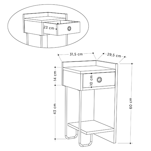 Прикроватная тумба белого цвета с ящиком и открытой полкой SIRIUS NIGHTSTAND RIGHT MODULE WHITE в Саратове