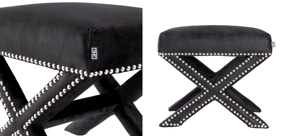 Оттоманка Eichholtz Stool Perugia Black Оттоманка Eichholtz Stool Perugia Black - Loft-Concept в Саратове