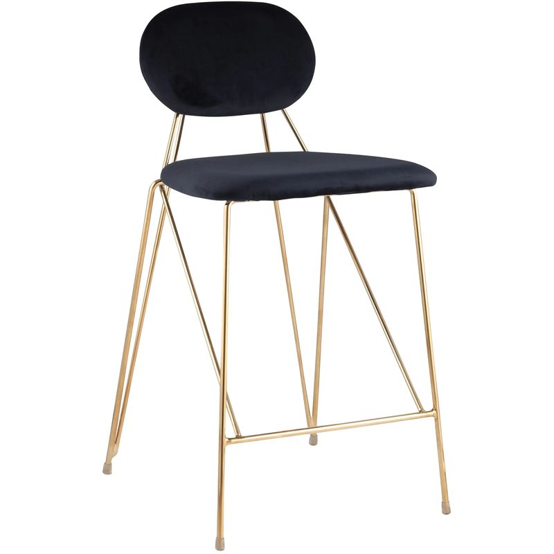 Полубарный Стул Alice Chair Черный Велюр Черный Золотой Полубарный Стул Alice Chair Черный Велюр Черный Золотой в Саратове | Loft Concept