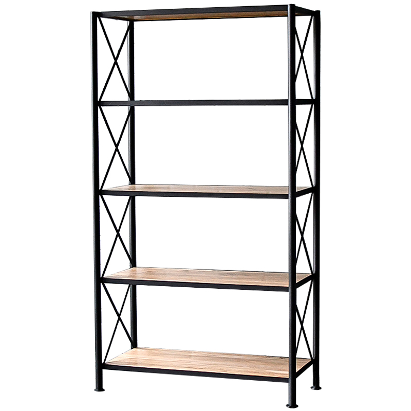 Стеллаж Buckley Industrial Metal Rust Rack Черный Древесина в Саратове | Loft Concept 