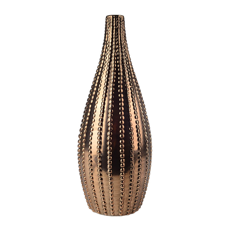 Ваза Ribbed Vase Narrow Throat bronze-gold 38  в Саратове | Loft Concept 