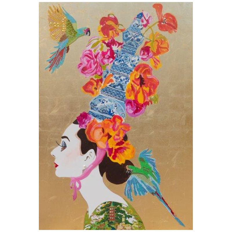 Картина “Audrey with Ming Pagoda Headdress and Parrots” Мульти в Саратове | Loft Concept 