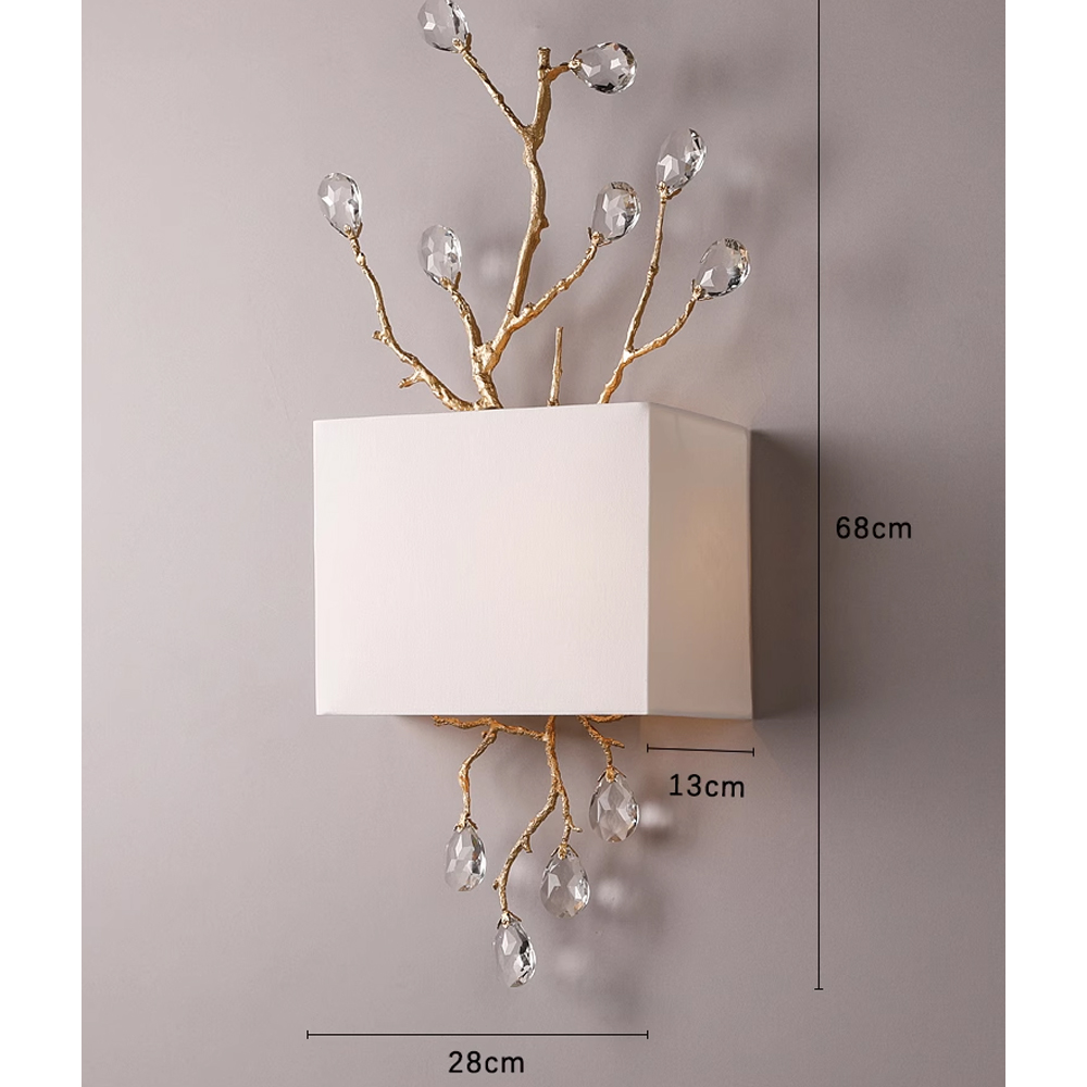 Бра с ветвистым каркасом и тканевым абажуром Crystals on the Branches в Саратове