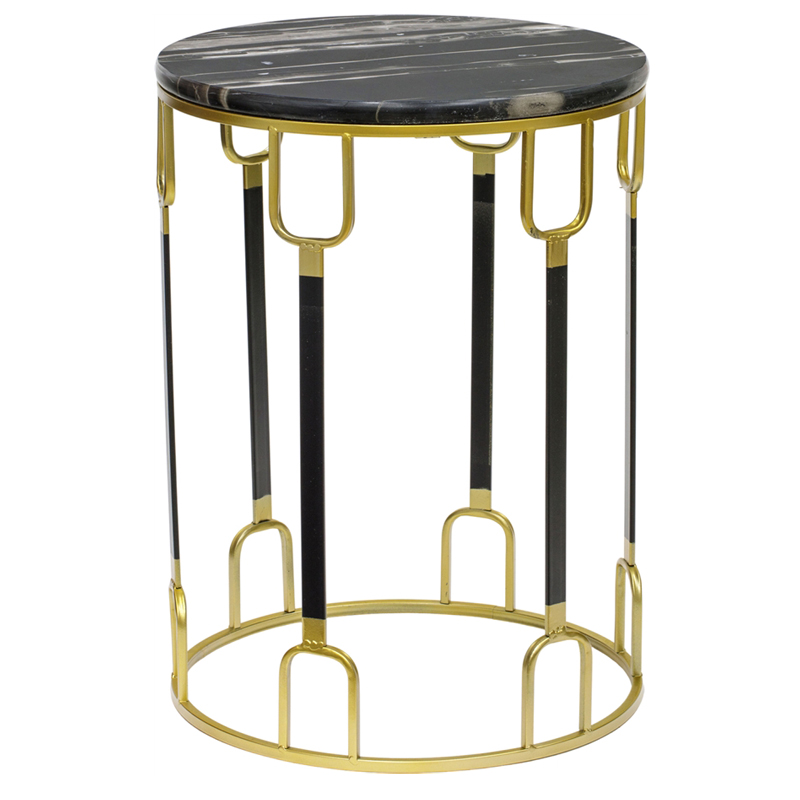 Приставной стол Dorius Side Table black marble high Латунь Черный Черный Мрамор Nero в Саратове | Loft Concept 