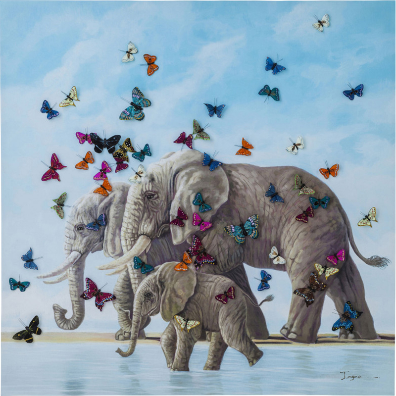 Картина Elephants with Butterflies painting  Мульти в Саратове | Loft Concept 