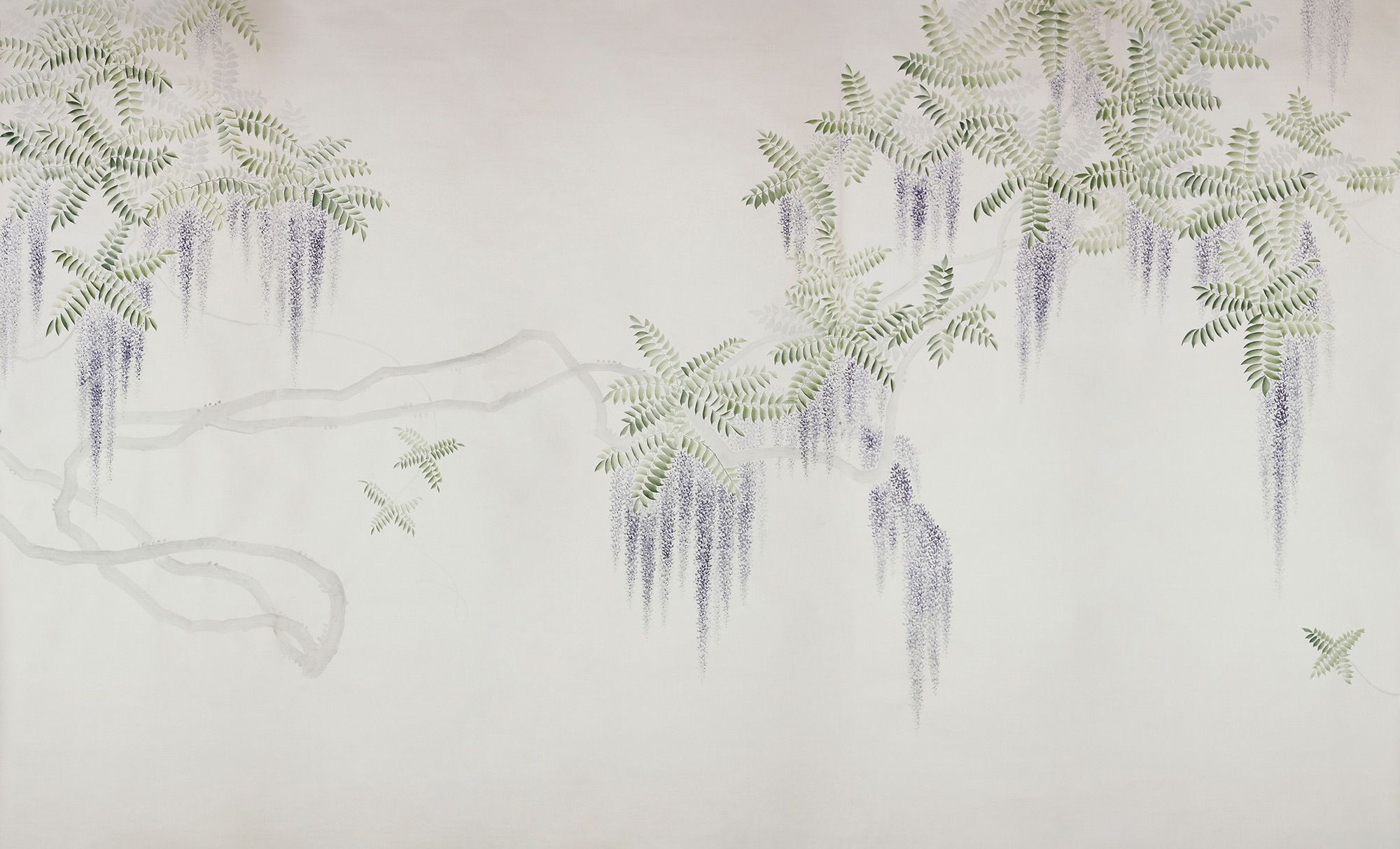 Обои в японском стиле Wisteria Lavender on Natural Mica metallic silk Обои в японском стиле Wisteria Lavender on Natural Mica metallic silk - постер Loft-Concept в Саратове