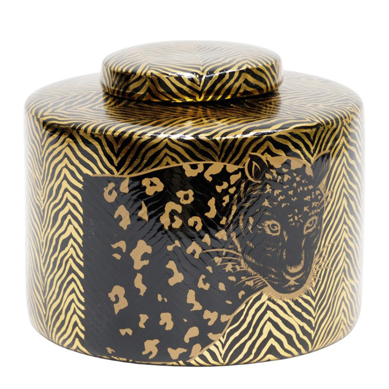 Ваза Leopard Vase black and gold 18 Черный Золотой Ваза Leopard Vase black and gold 18 Черный Золотой в Саратове | Loft Concept