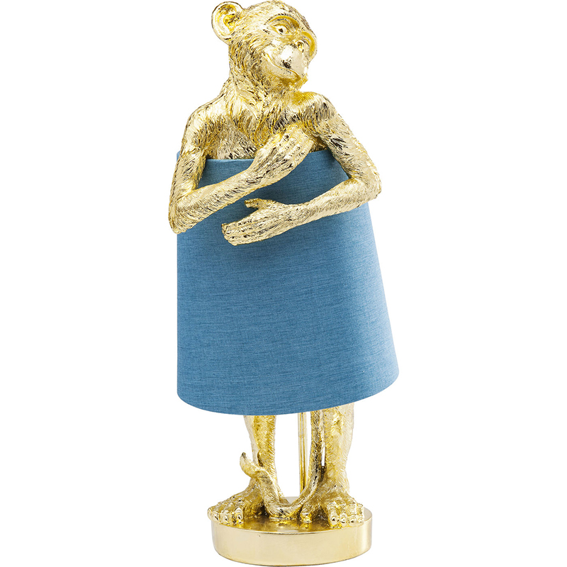 Настольная лампа Golden Monkey Hugging Lampshade Золотой Светло-синий в Саратове | Loft Concept 