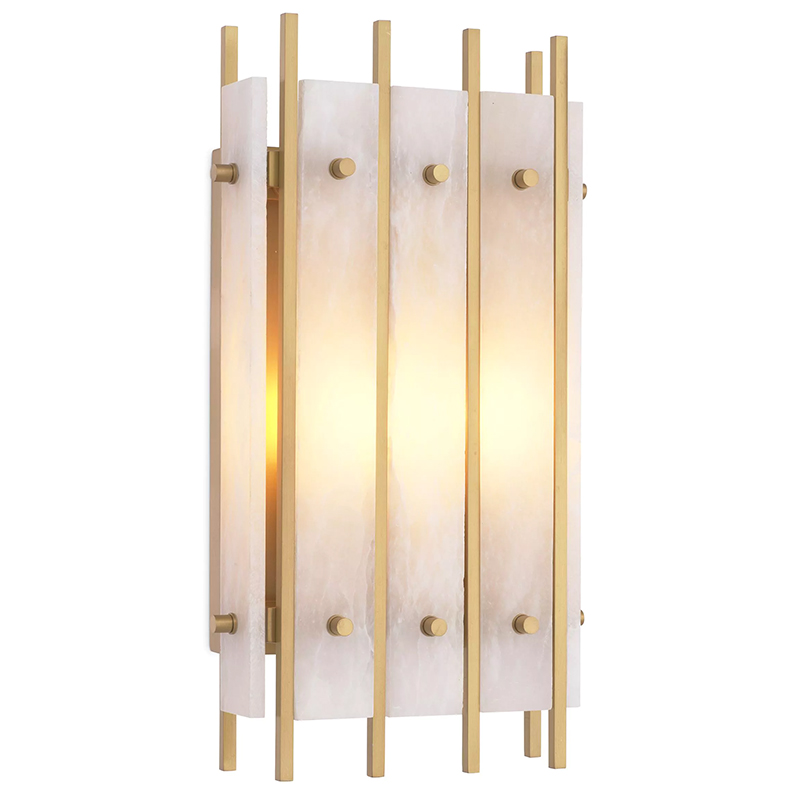 Бра Eichholtz Wall Lamp Sparks S Alabaster Латунь Бежевый Белый Мрамор Bianco в Саратове | Loft Concept 