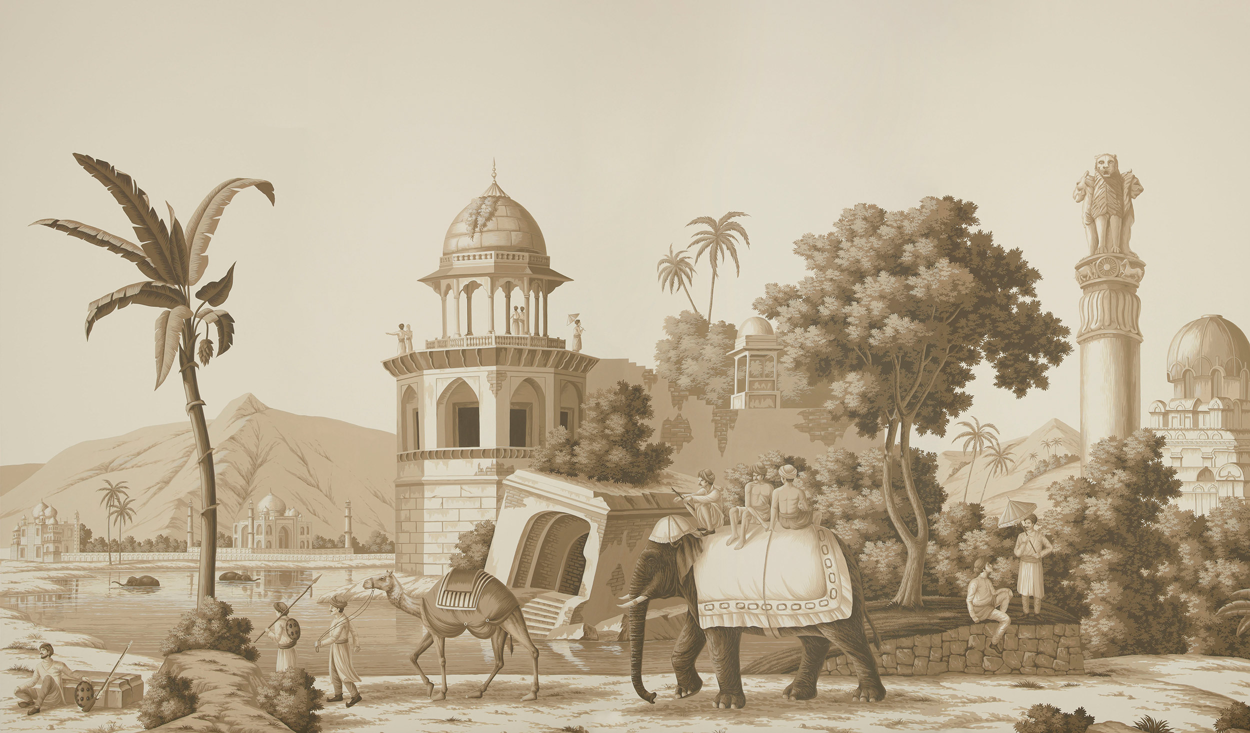 Обои ручная роспись Early Views of India Sepia on scenic paper Обои ручная роспись Early Views of India Sepia on scenic paper - постер Loft-Concept в Саратове